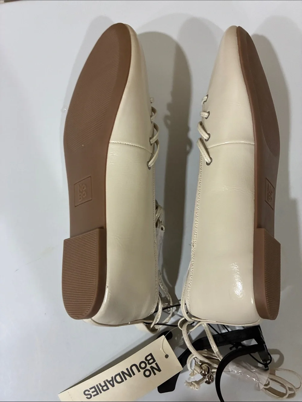 No Boundaries Ivory Lace-Up Ballet Flats